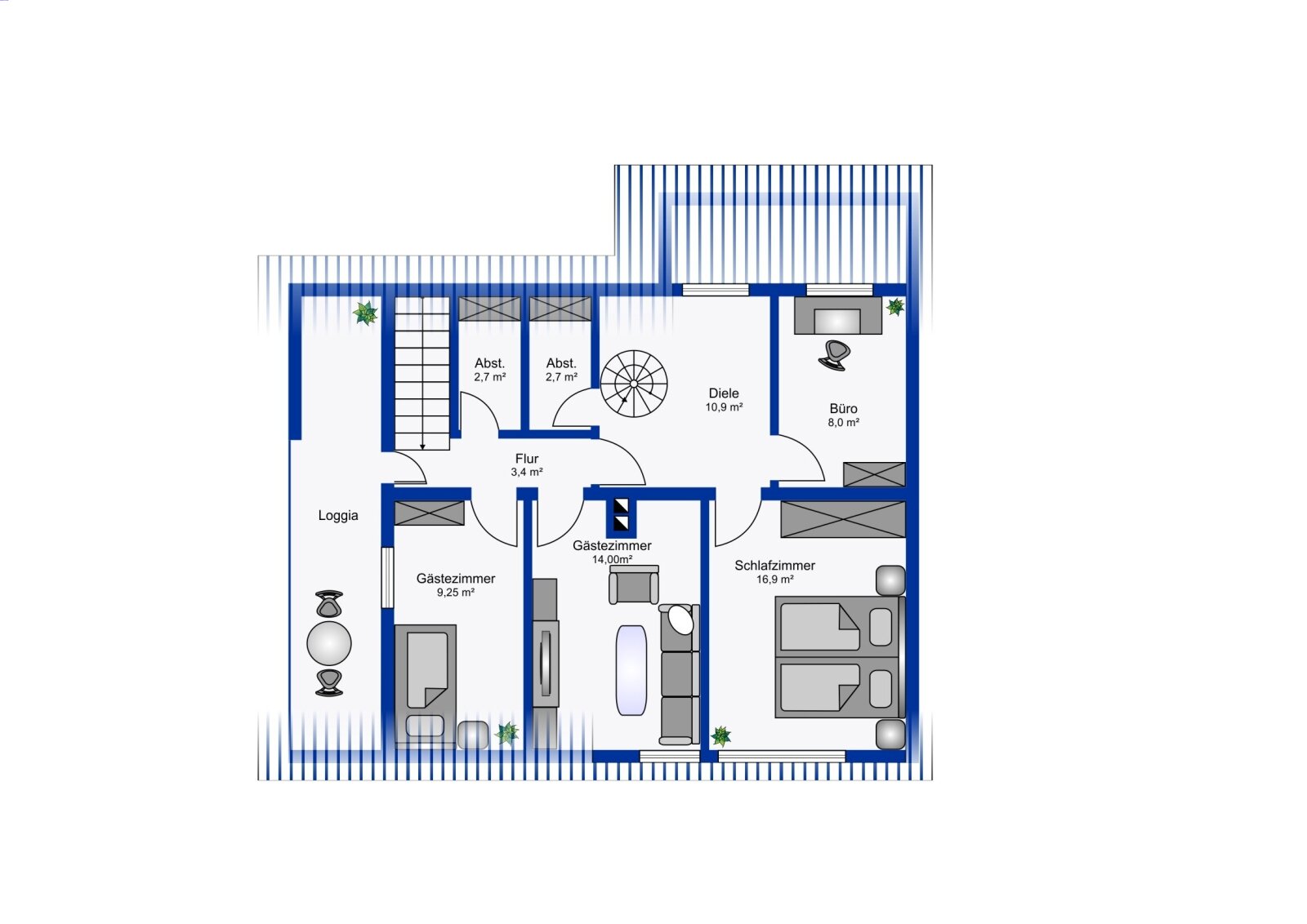 Obergeschoss mit Ferienwohnung